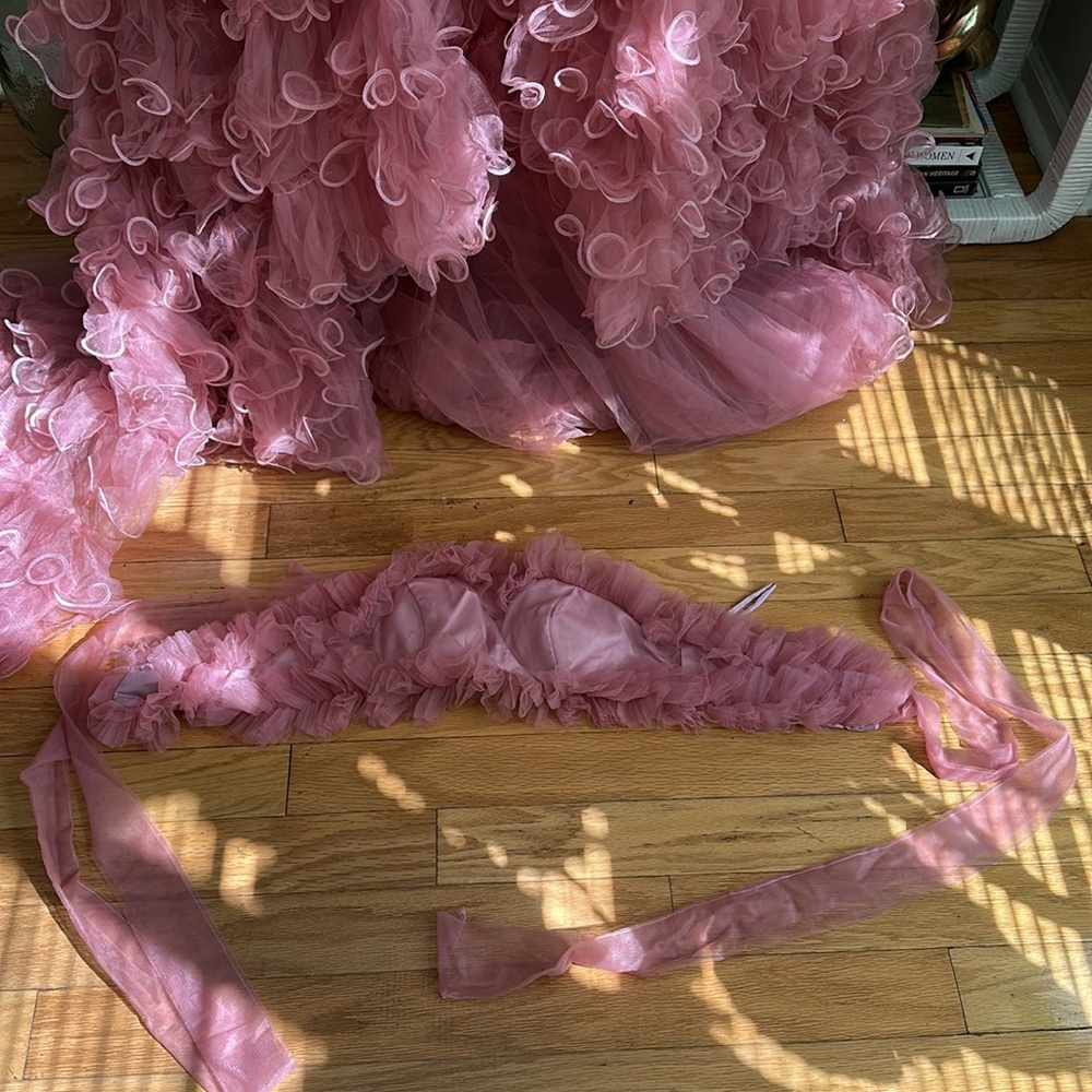 Elegant Pink Ruffled Gown - Picture 7 of 10